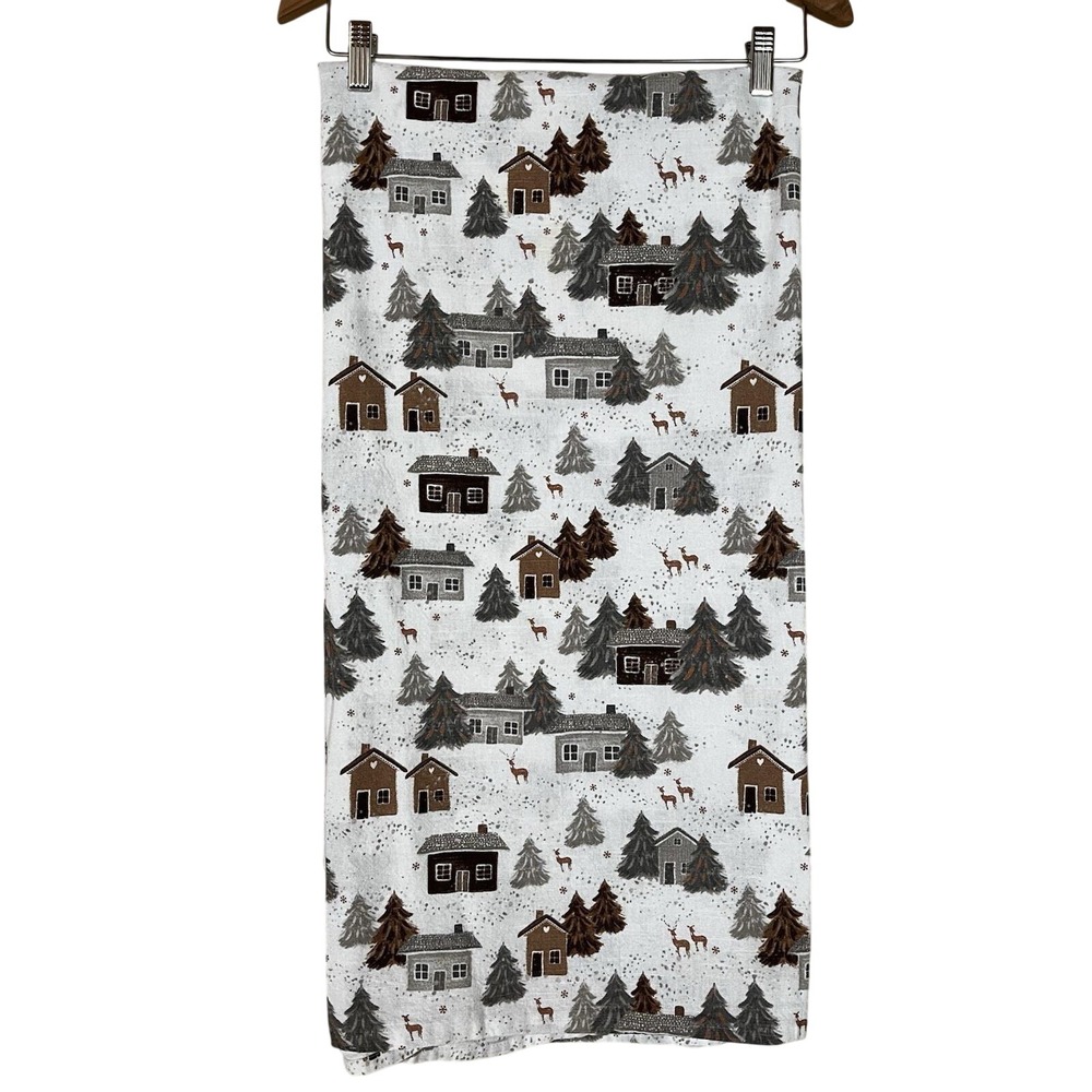 Etta Vee Christmas Village Houses Trees Deer Winter Rectangular Tablecloth Linen